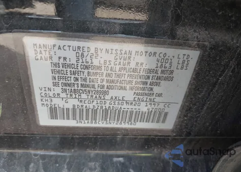 2022 Nissan Sentra Sv Xtronic Cvt from USA, damaged, VIN 3N1AB8CV5NY289980